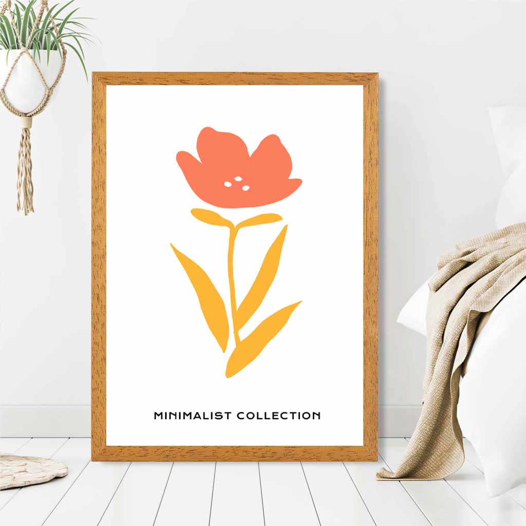 Simple Modern Orange, Yellow Flower Art Print | Wall Art Plaza