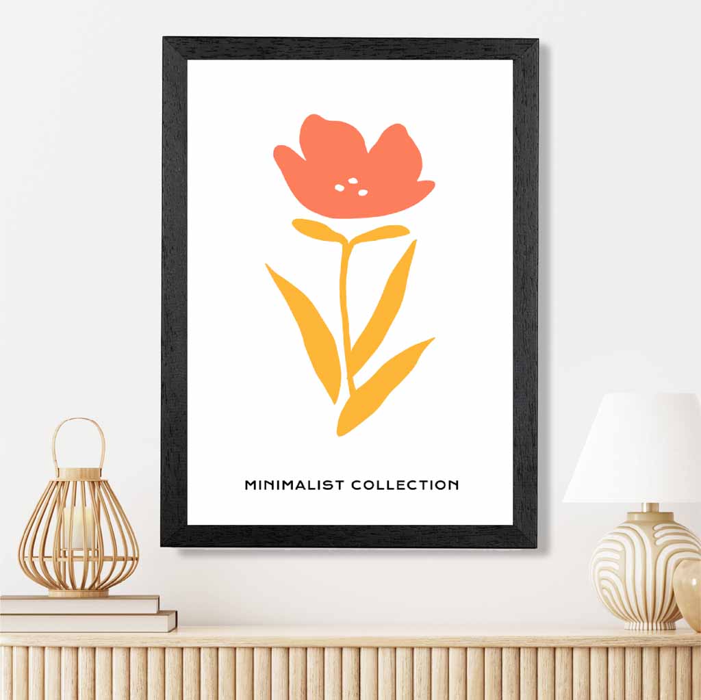 Simple Modern Orange, Yellow Flower Art Print | Wall Art Plaza