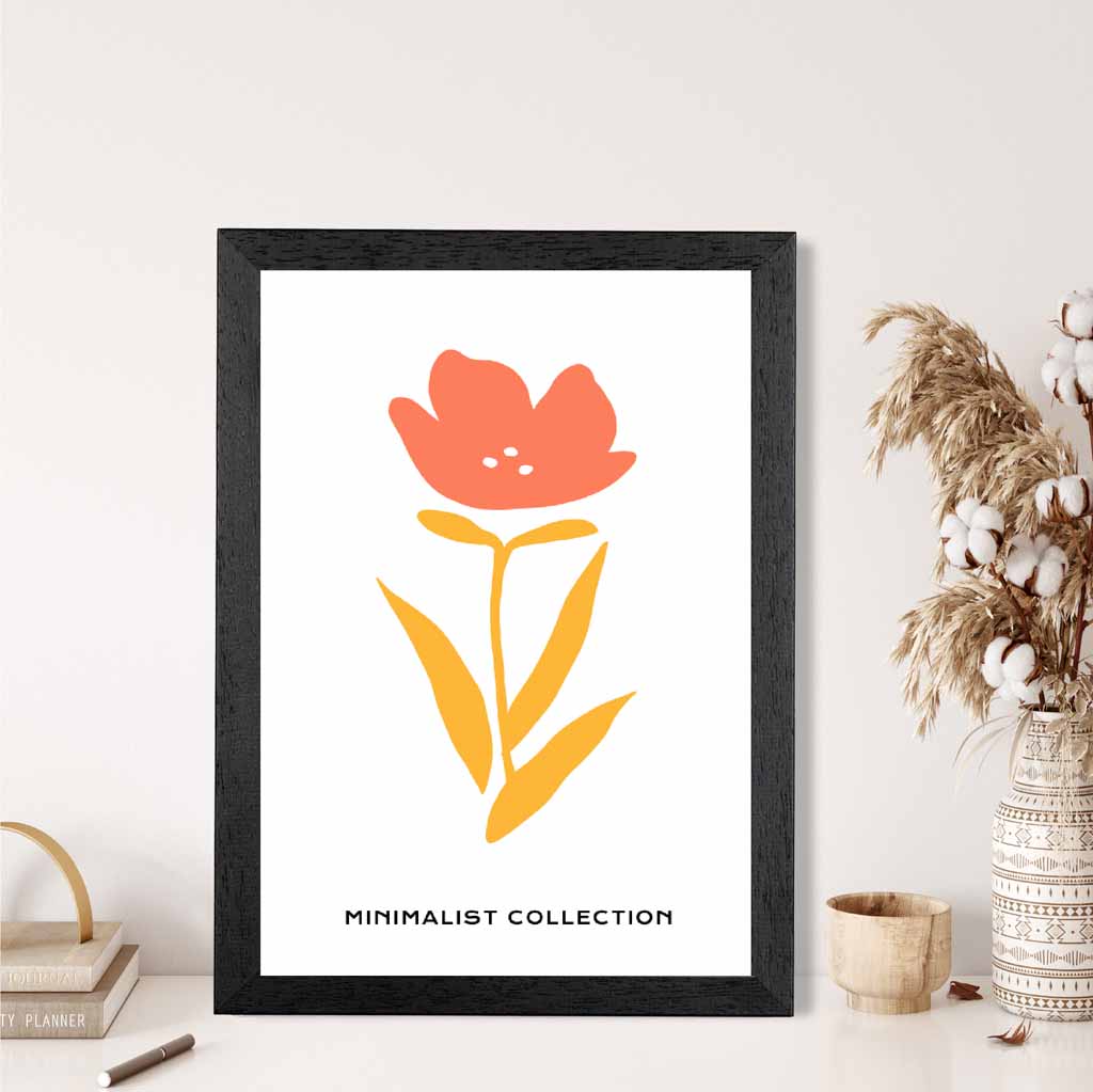 Simple Modern Orange, Yellow Flower Art Print | Wall Art Plaza