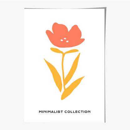 Simple Modern Orange, Yellow Flower Art Print | Wall Art Plaza