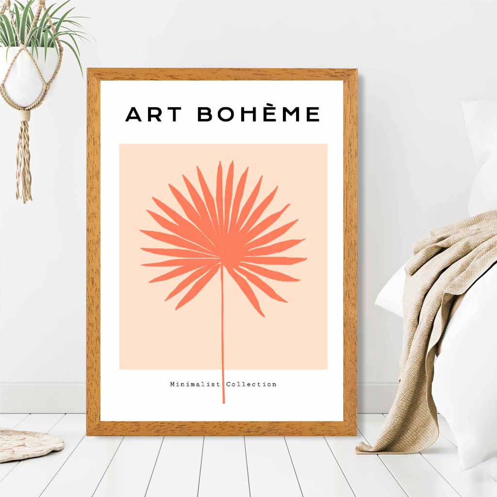 Boho Botanical Orange Leaf Art Print | Wall Art Plaza