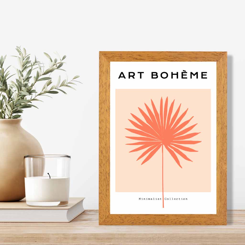 Boho Botanical Orange Leaf Art Print | Wall Art Plaza