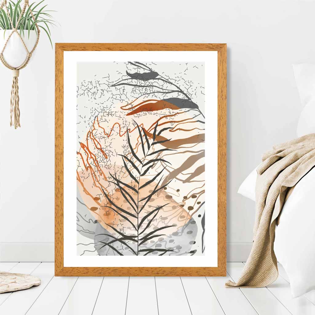 Sketched Orange, Grey Tropical No 2 Art Poster | Wall Art Plaza