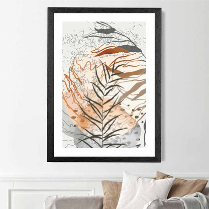 Sketched Orange, Grey Tropical No 2 Art Poster | Wall Art Plaza