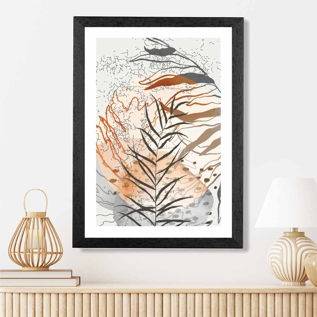 Sketched Orange, Grey Tropical No 2 Art Poster | Wall Art Plaza