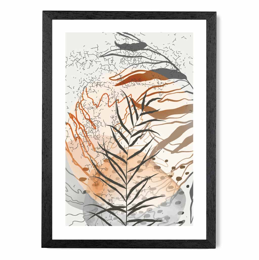 Sketched Orange, Grey Tropical No 2 Art Poster | Wall Art Plaza