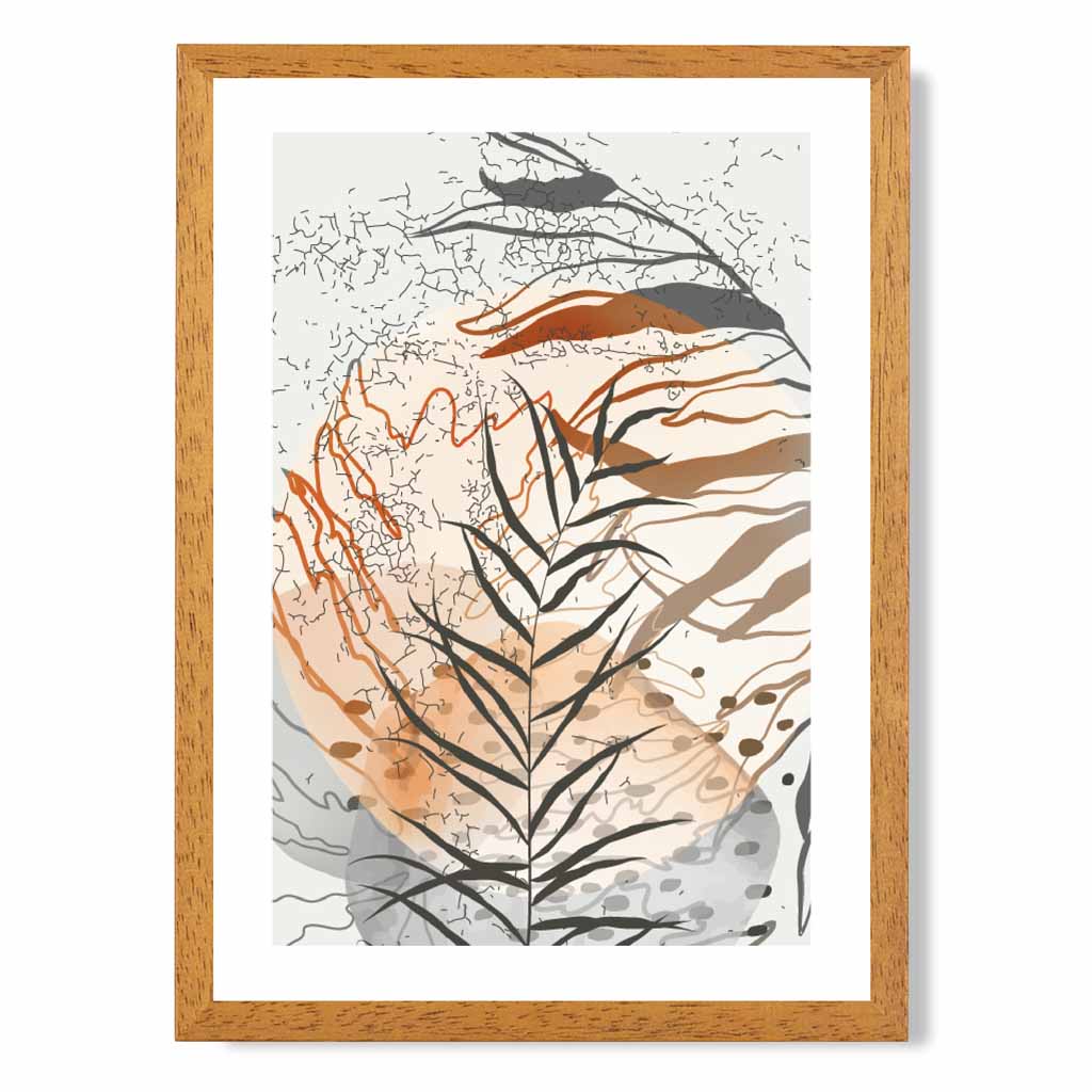 Sketched Orange, Grey Tropical No 2 Art Poster | Wall Art Plaza