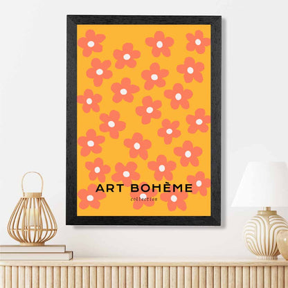 Boho Floral Yellow, Orange Floral Pattern Art Print | Wall Art Plaza