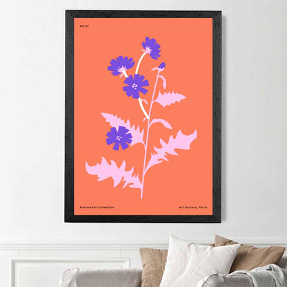 Boho Floral Orange, Purple Wild Flowers Art Print | Wall Art Plaza