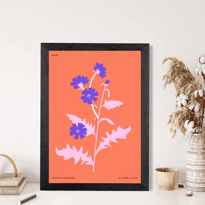 Boho Floral Orange, Purple Wild Flowers Art Print | Wall Art Plaza