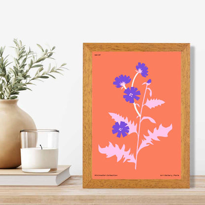 Boho Floral Orange, Purple Wild Flowers Art Print | Wall Art Plaza