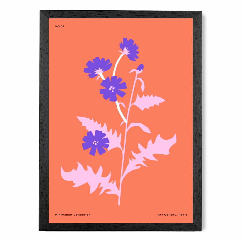 Boho Floral Orange, Purple Wild Flowers Art Print | Wall Art Plaza