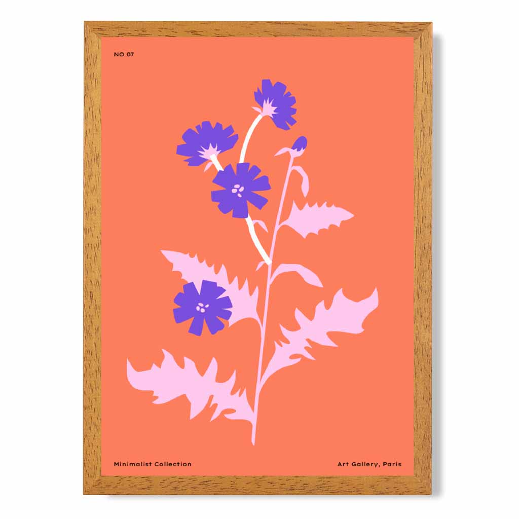 Boho Floral Orange, Purple Wild Flowers Art Print | Wall Art Plaza