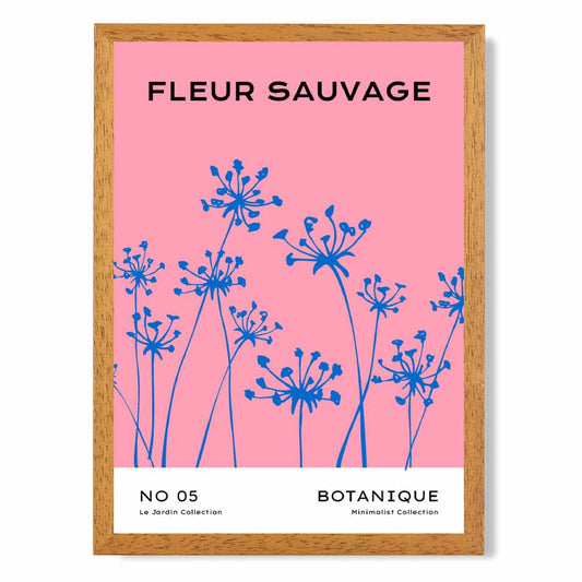 Boho Floral Pink, Blue Dandelions Art Print | Wall Art Plaza