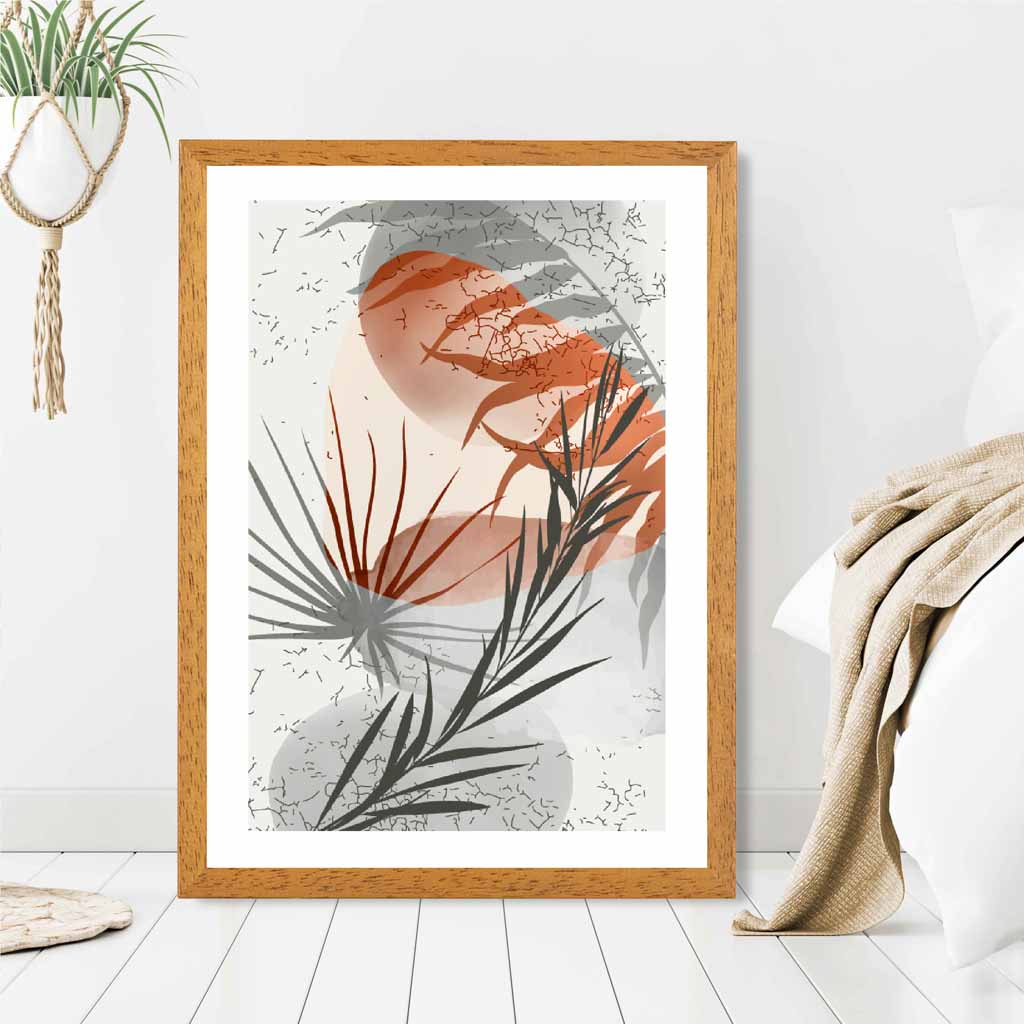 Sketched Terracotta, Grey Tropical No 3 Art Poster | Wall Art Plaza