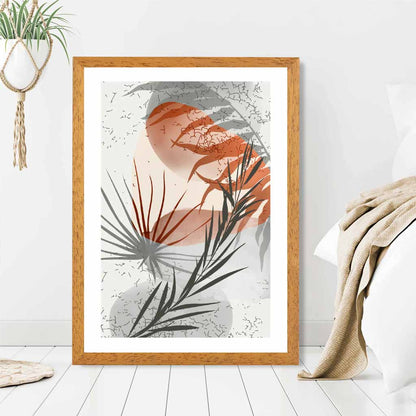 Sketched Terracotta, Grey Tropical No 3 Art Poster | Wall Art Plaza