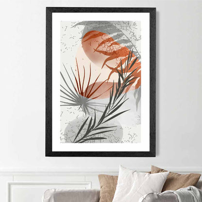 Sketched Terracotta, Grey Tropical No 3 Art Poster | Wall Art Plaza