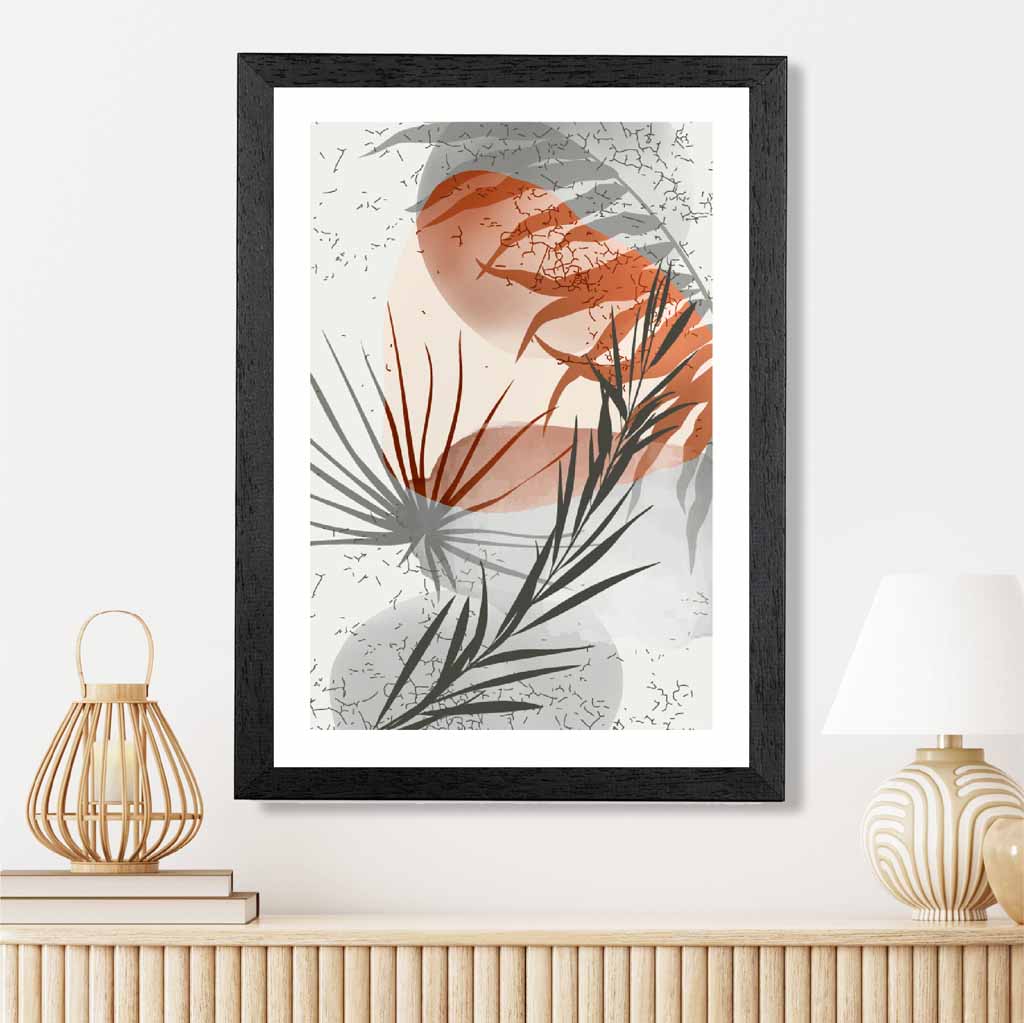Sketched Terracotta, Grey Tropical No 3 Art Poster | Wall Art Plaza