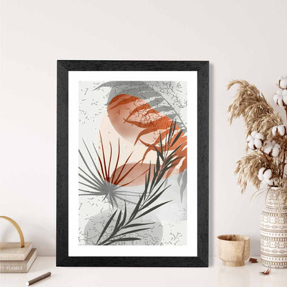 Sketched Terracotta, Grey Tropical No 3 Art Poster | Wall Art Plaza
