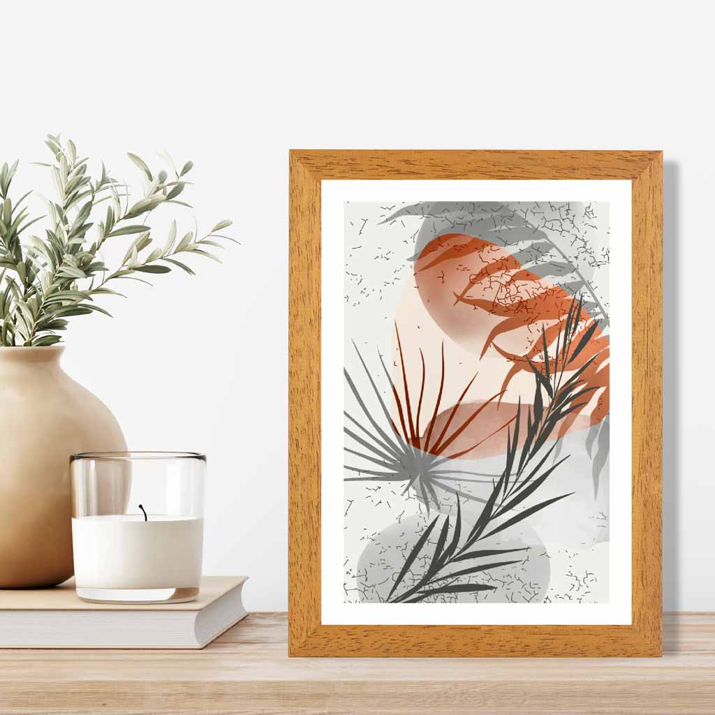 Sketched Terracotta, Grey Tropical No 3 Art Poster | Wall Art Plaza