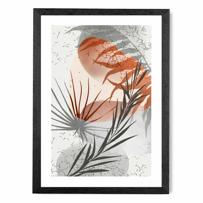Sketched Terracotta, Grey Tropical No 3 Art Poster | Wall Art Plaza