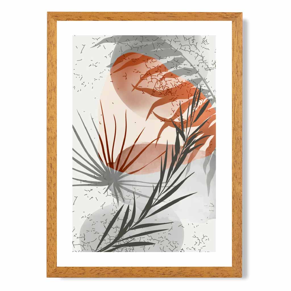 Sketched Terracotta, Grey Tropical No 3 Art Poster | Wall Art Plaza