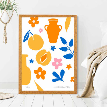 Boho Home Orange, Yellow Pattern Kitchen Art Print | Wall Art Plaza