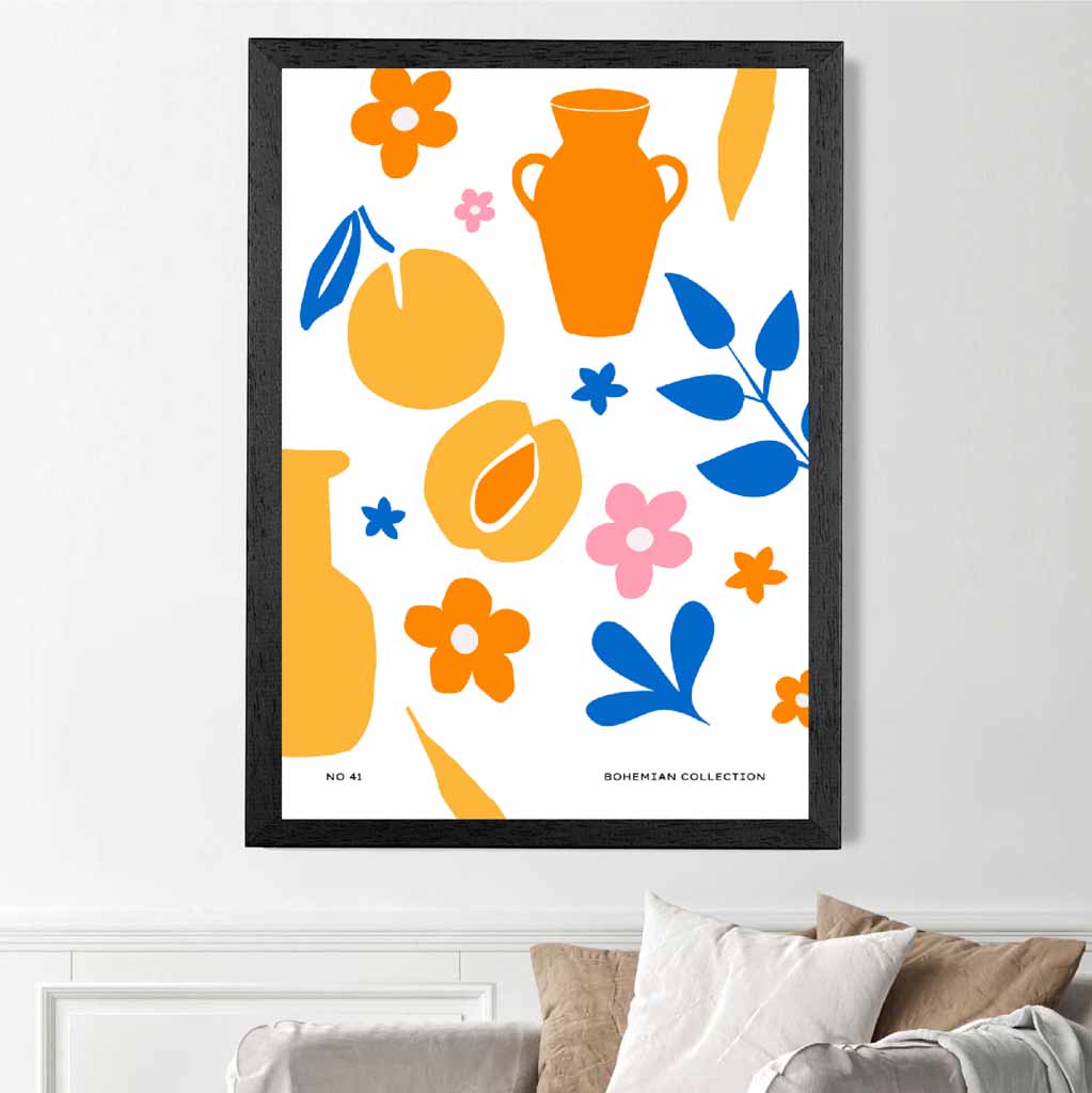 Boho Home Orange, Yellow Pattern Kitchen Art Print | Wall Art Plaza