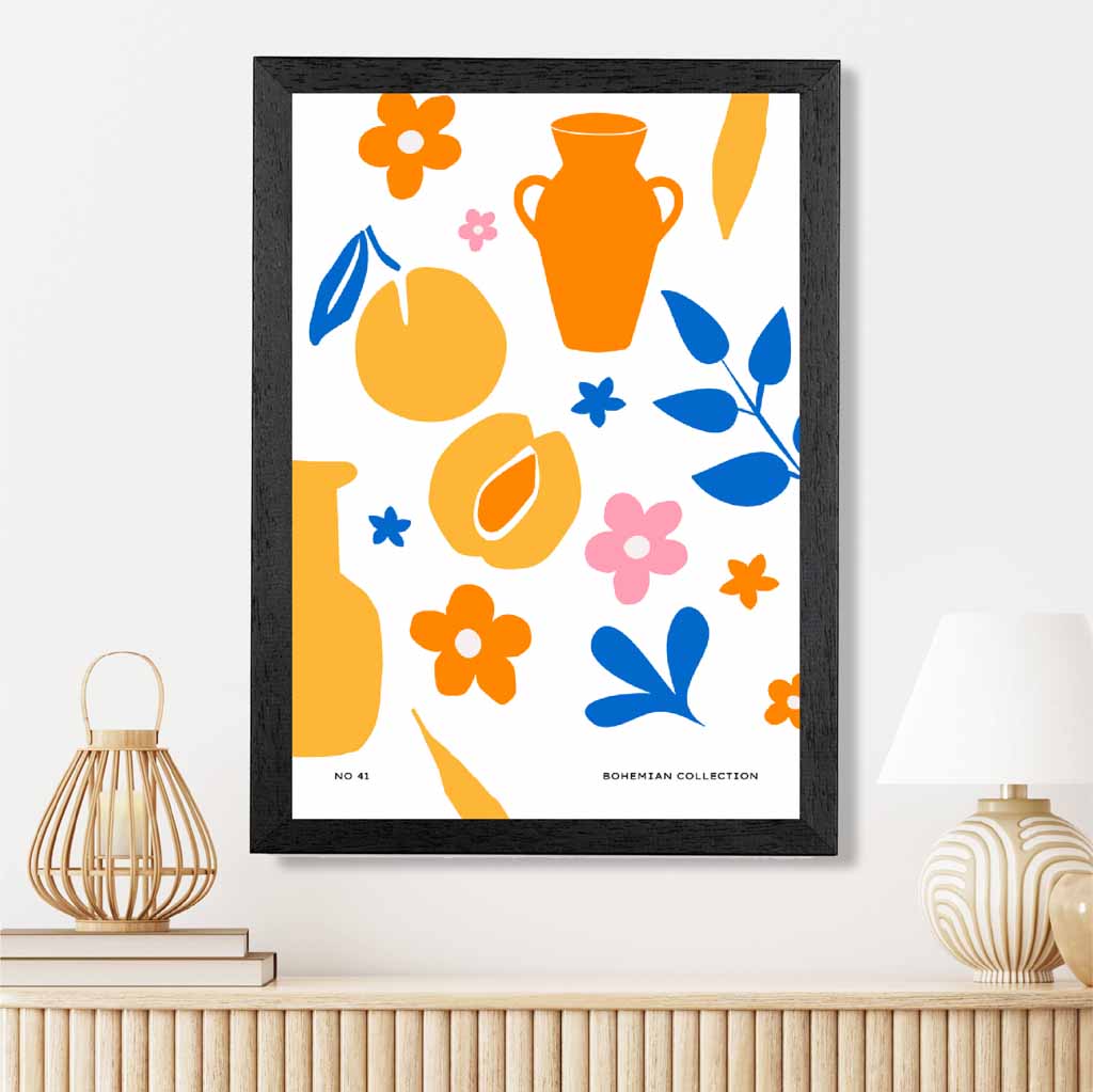 Boho Home Orange, Yellow Pattern Kitchen Art Print | Wall Art Plaza