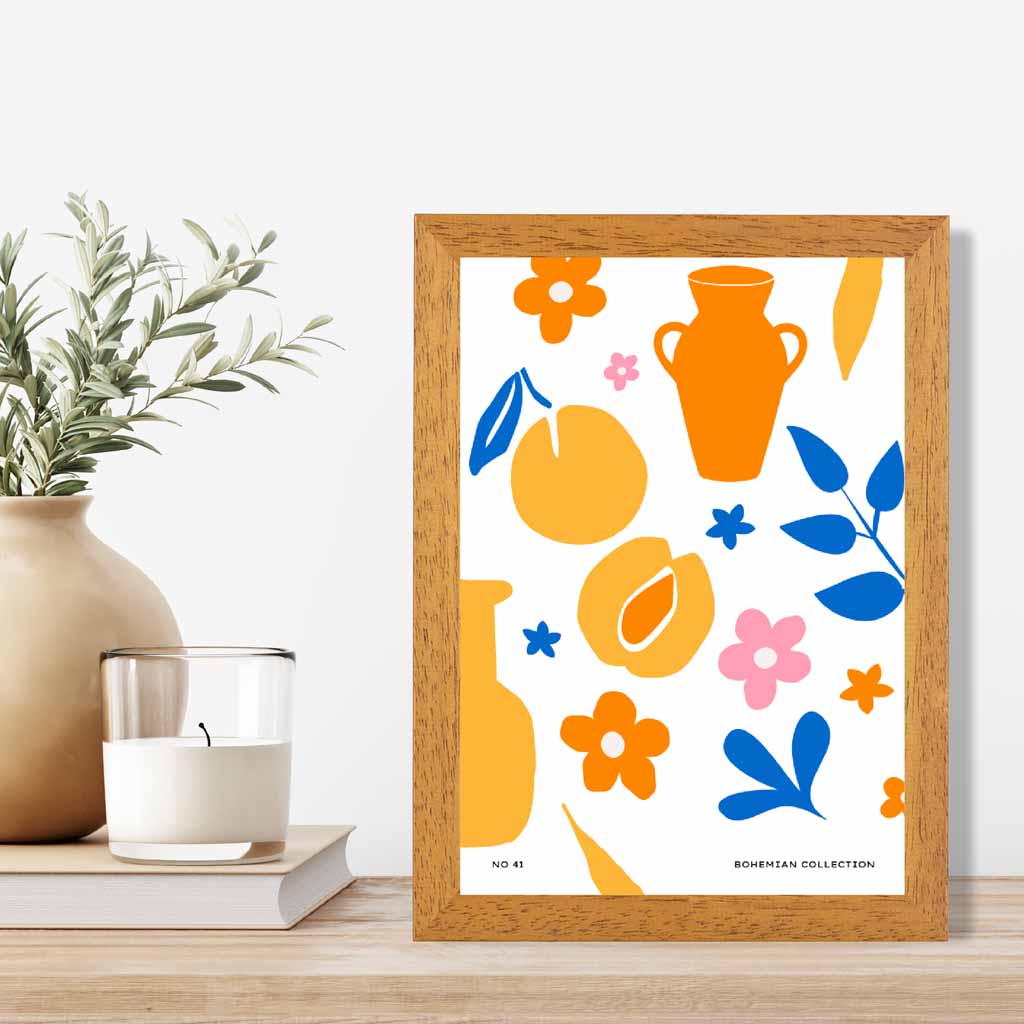 Boho Home Orange, Yellow Pattern Kitchen Art Print | Wall Art Plaza