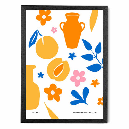 Boho Home Orange, Yellow Pattern Kitchen Art Print | Wall Art Plaza