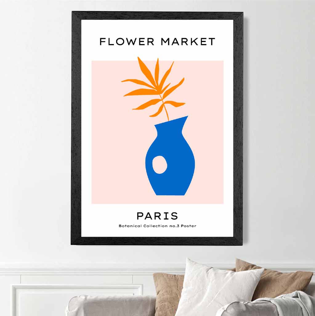 Flower Market Pink, Blue Paris Floral Art Print | Wall Art Plaza