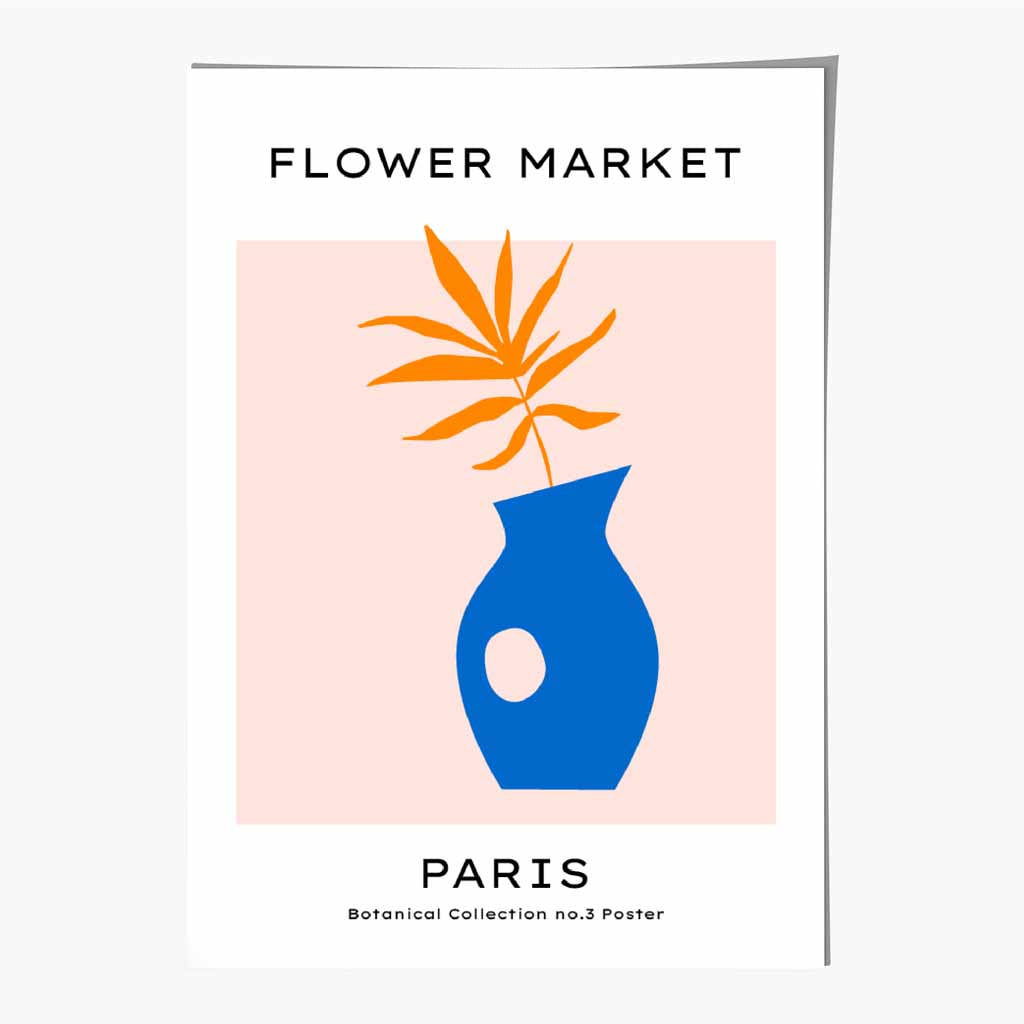 Flower Market Pink, Blue Paris Floral Art Print | Wall Art Plaza