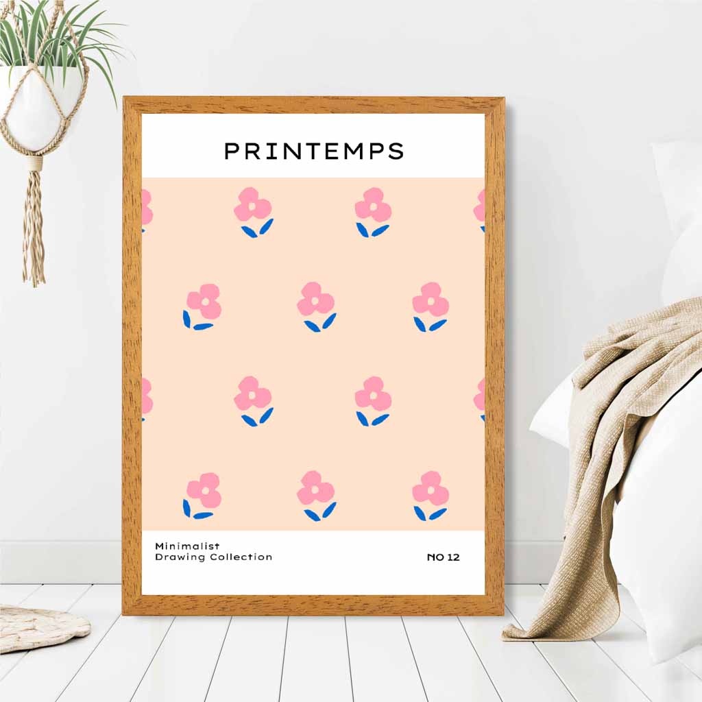 Simple Modern Pink Floral Pattern Art Print | Wall Art Plaza