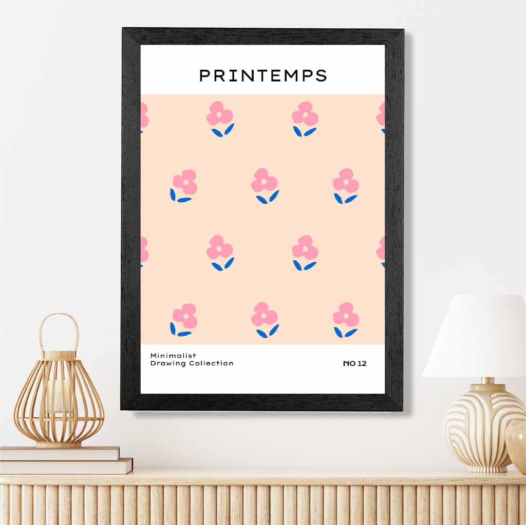 Simple Modern Pink Floral Pattern Art Print | Wall Art Plaza