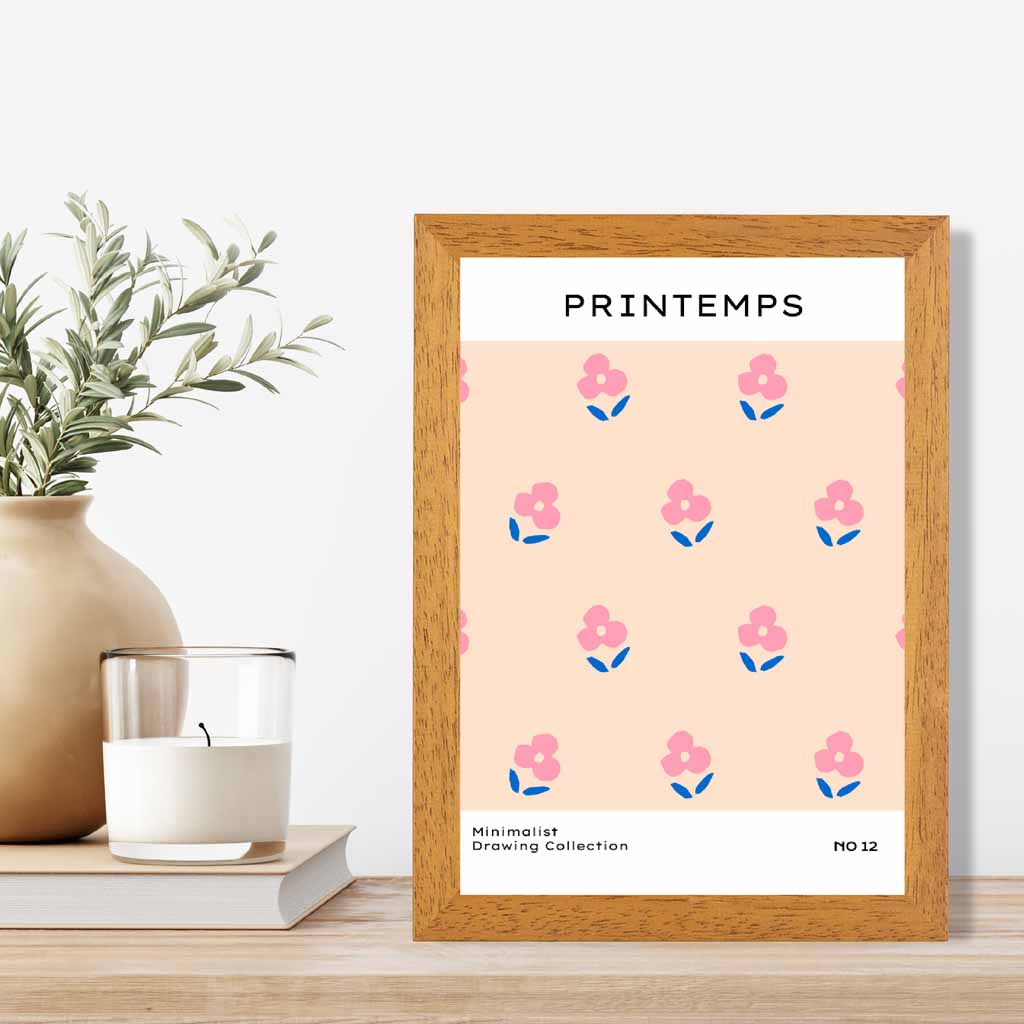 Simple Modern Pink Floral Pattern Art Print | Wall Art Plaza