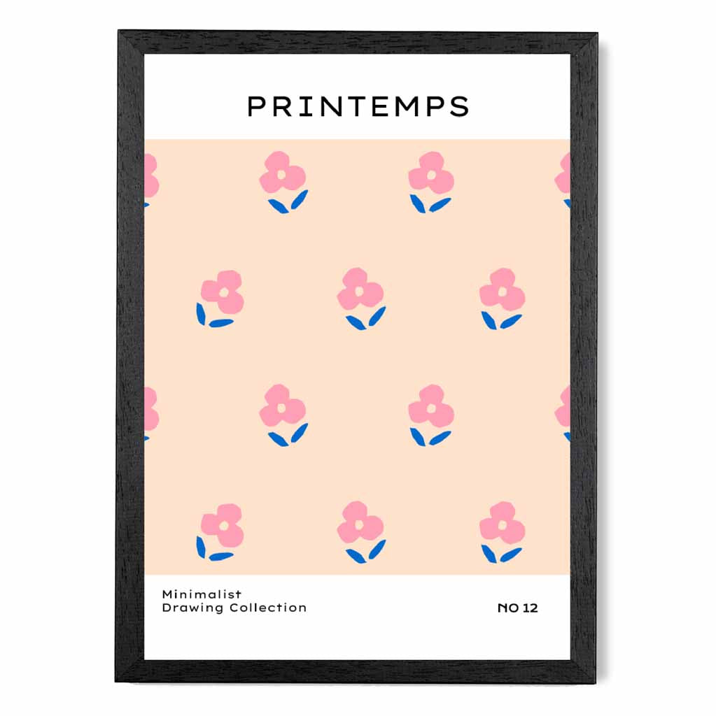 Simple Modern Pink Floral Pattern Art Print | Wall Art Plaza