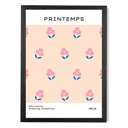 Simple Modern Pink Floral Pattern Art Print | Wall Art Plaza