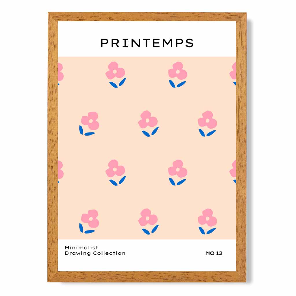 Simple Modern Pink Floral Pattern Art Print | Wall Art Plaza