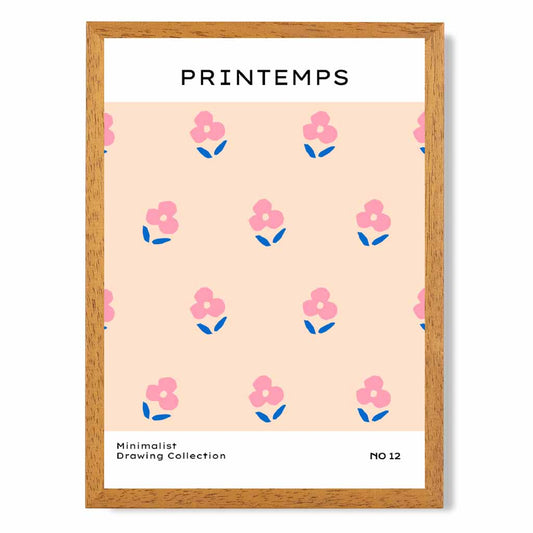 Simple Modern Pink Floral Pattern Art Print | Wall Art Plaza