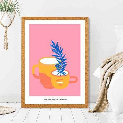 Boho Home Pink, Blue Ceramic Cups Art Print | Wall Art Plaza