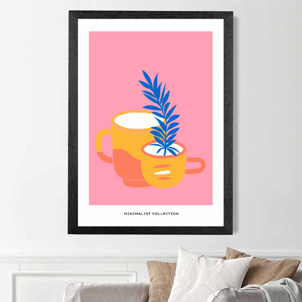 Boho Home Pink, Blue Ceramic Cups Art Print | Wall Art Plaza