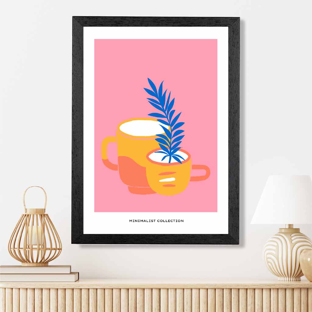 Boho Home Pink, Blue Ceramic Cups Art Print | Wall Art Plaza