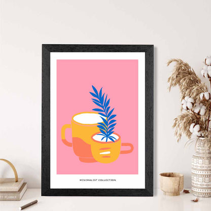 Boho Home Pink, Blue Ceramic Cups Art Print | Wall Art Plaza