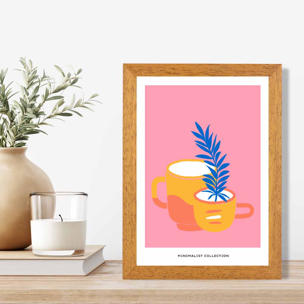 Boho Home Pink, Blue Ceramic Cups Art Print | Wall Art Plaza