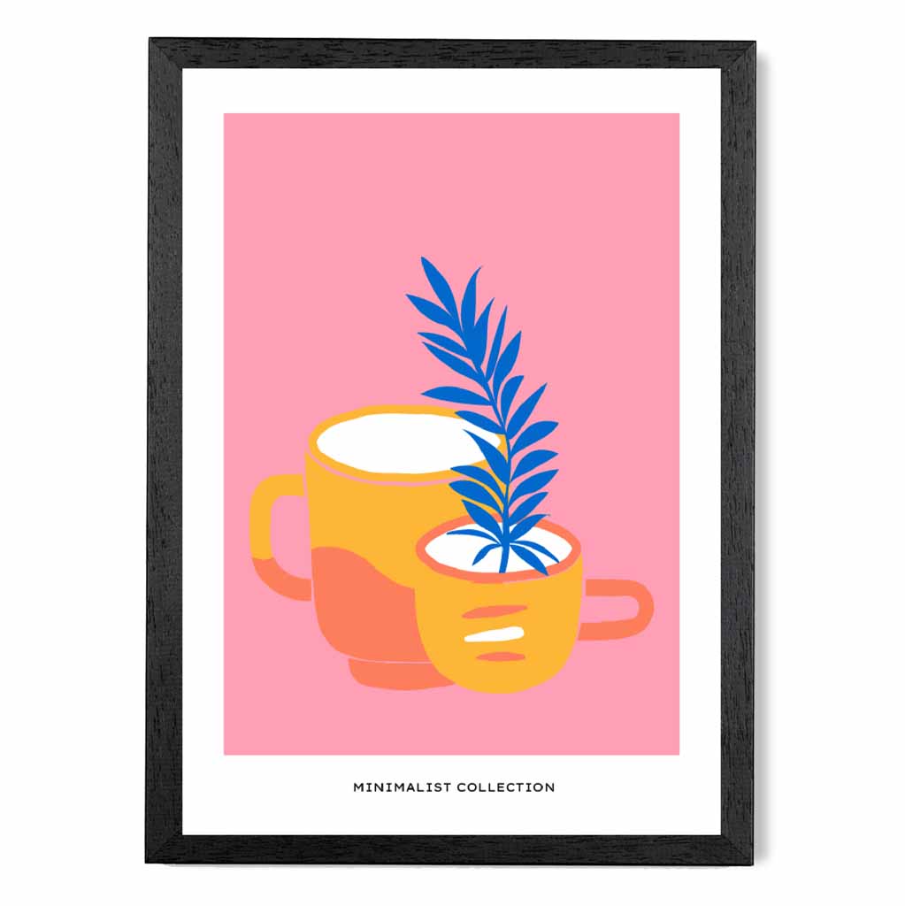 Boho Home Pink, Blue Ceramic Cups Art Print | Wall Art Plaza