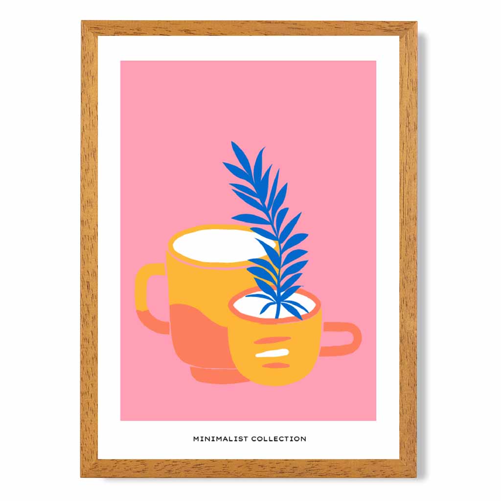 Boho Home Pink, Blue Ceramic Cups Art Print | Wall Art Plaza