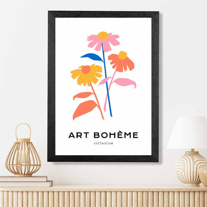 Boho Floral Colourful Daisies Art Print | Wall Art Plaza