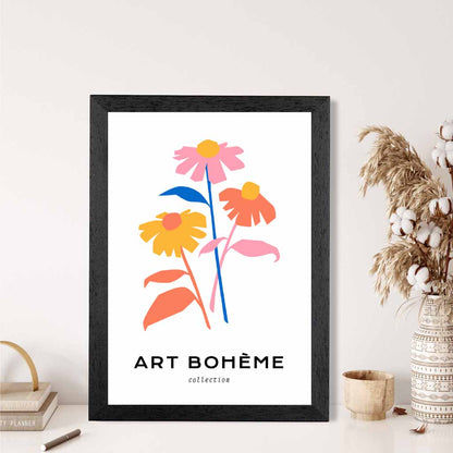 Boho Floral Colourful Daisies Art Print | Wall Art Plaza