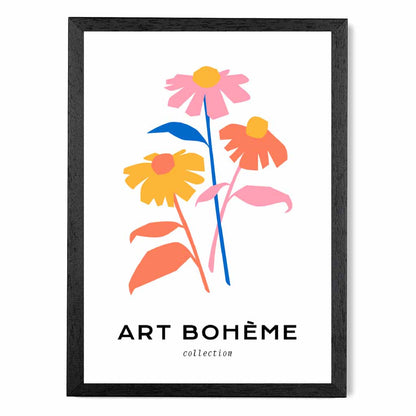 Boho Floral Colourful Daisies Art Print | Wall Art Plaza